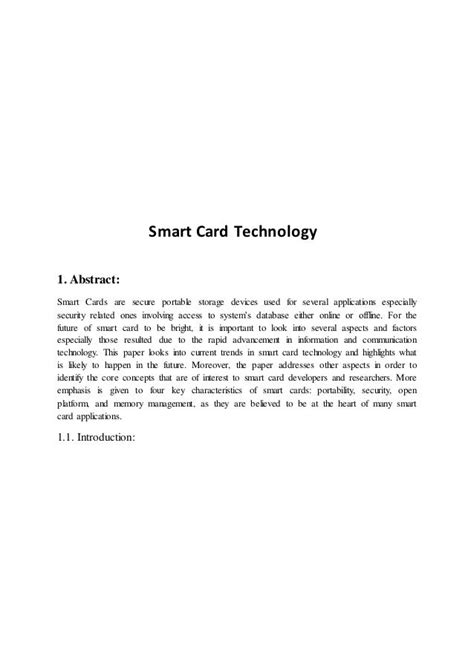 smart card technology seminar abstract|Smart Card Technology: Seminar Report .